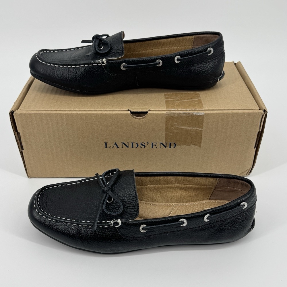 Lands' End Joanne Classic Car Driver Loafers Mocassins Black Women 9.5W Coastal